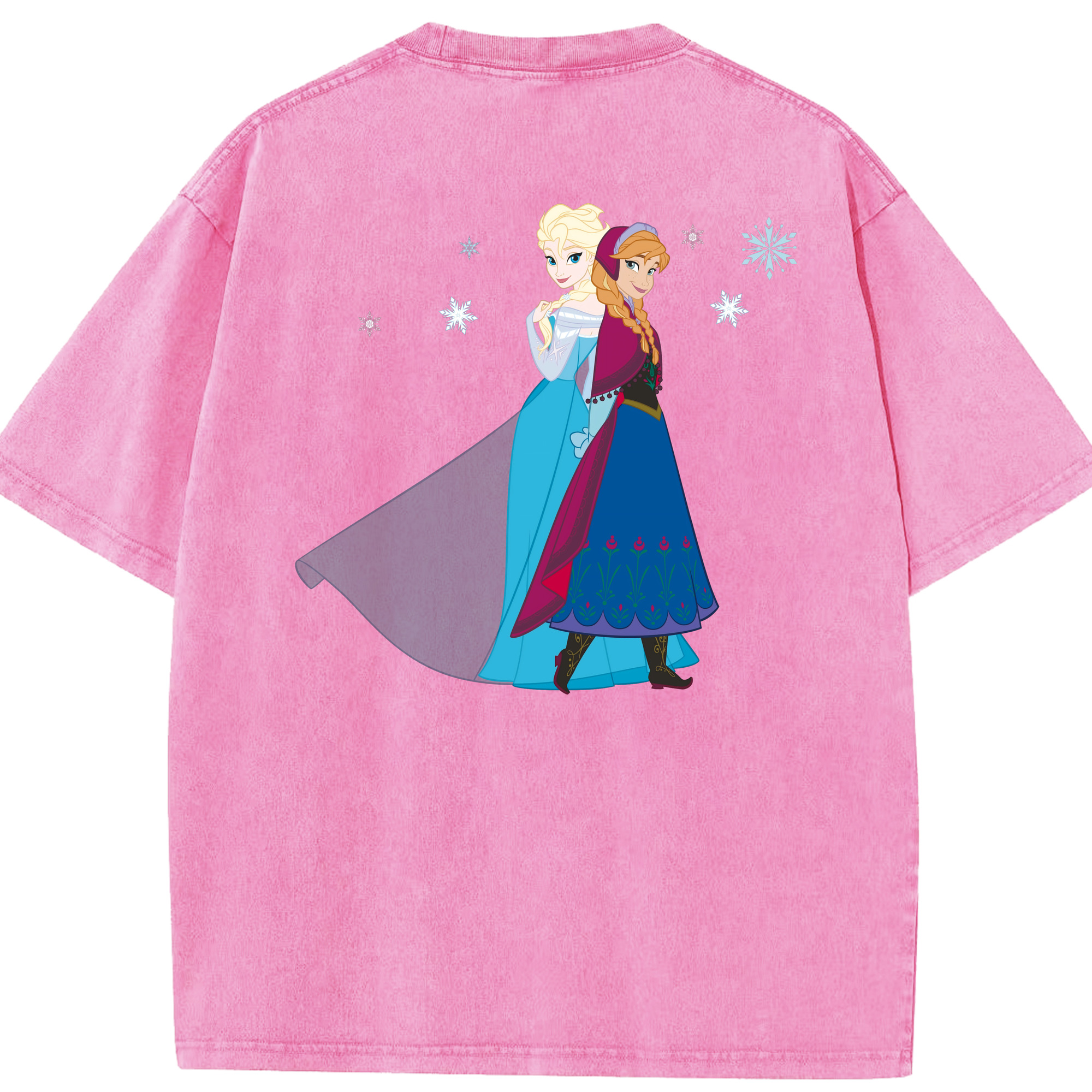 （画像用） アナと雪の女王 アンナ エルサ Frozen Anna Elsa 綿100% ヴィンテージ風 半袖Tシャツ（背面プリント）